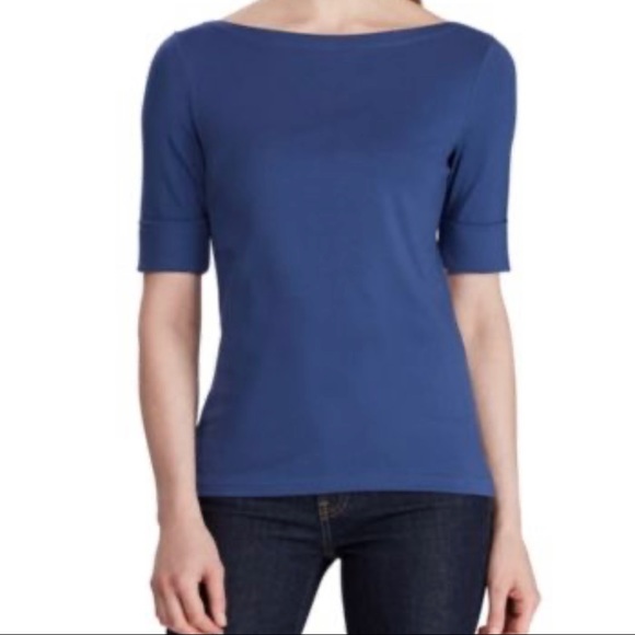 Ralph Lauren Tops - Ralph Lauren Boatneck stretch top blue size PL
